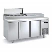 Meuble de préparation, 3 portes pleines, 380 L, 12 bacs GN 1/4