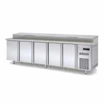 Meuble de préparation, 5 portes pleines, 686 L, 16 bacs GN 1/4