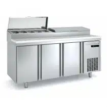 Meuble de préparation pizza, 3 portes pleines, 562 L, 10 bacs GN 1/3