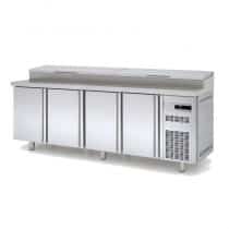 Meuble de préparation pizza, 4 portes pleines, 761 L, 12 bacs GN 1/3