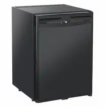 Mini bar d'hôtel, porte pleine, noire, 42 L, 3 clayettes