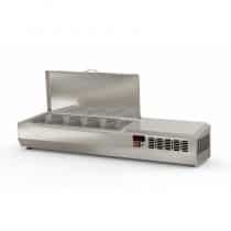 Présentoir à ingrédients, couvercle inox, 336 L, 5 bacs GN 1/4