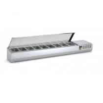 Présentoir à ingrédients, couvercle inox, 336 L, 9 bacs GN 1/4