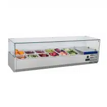 Présentoir à ingrédients réfrigéré vitré inox 30 L 125 W 3 x GN1/3 + 1 x GN1/2