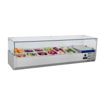 Présentoir à ingrédients réfrigéré vitré inox 44 L 125 W 7 x GN1/3