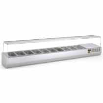 Présentoir à ingrédients, vitre pare haleine, 336 L, 10 bacs GN 1/4