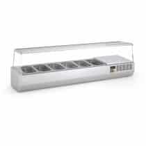 Présentoir à ingrédients, vitre pare haleine, 336 L, 6 bacs GN 1/4