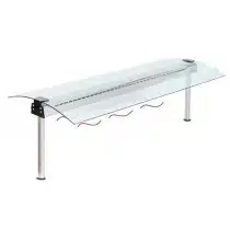 Protéction chauffante et lumineuse, vitre courbée 2 côtés, longueur 1422 mm