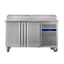 Saladette réfrigérée inox froid positif 2 portes 390 L 340 W, 4 x GN1/3 + 2 x GN1/2