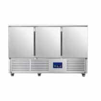 Saladette réfrigérée inox froid positif 3 portes 330 L 360 W, 4 x GN1/1