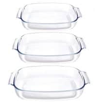 Set de 3 plats à four rectangulaires verre borosilicate