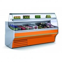 Vitrine horizontale positive vitre courbée froid statique avec réserve L 1055 x P 800 mm