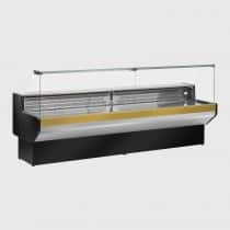 Vitrine service arrière statique avec réserve avec groupe joues grises décoration supérieure blanche L 3000 mm