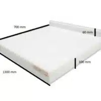 Bloc de découpe polyéthylène, adossé, L 1300 x P 700 x H 100 mm, sur mesure