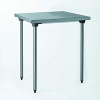 Table sur piétement en acier inoxydable, centrale avec étagère, L 700 mm