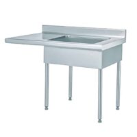 Table de déboîtage sur pieds sur-mesure acier inoxydable capacité 4 bacs GN 1/1 P 700 mm cuve à droite