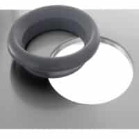 Trou-vide déchets bords tombés + collerette caoutchouc pour meubles et tables sur mesure, disposé à droite