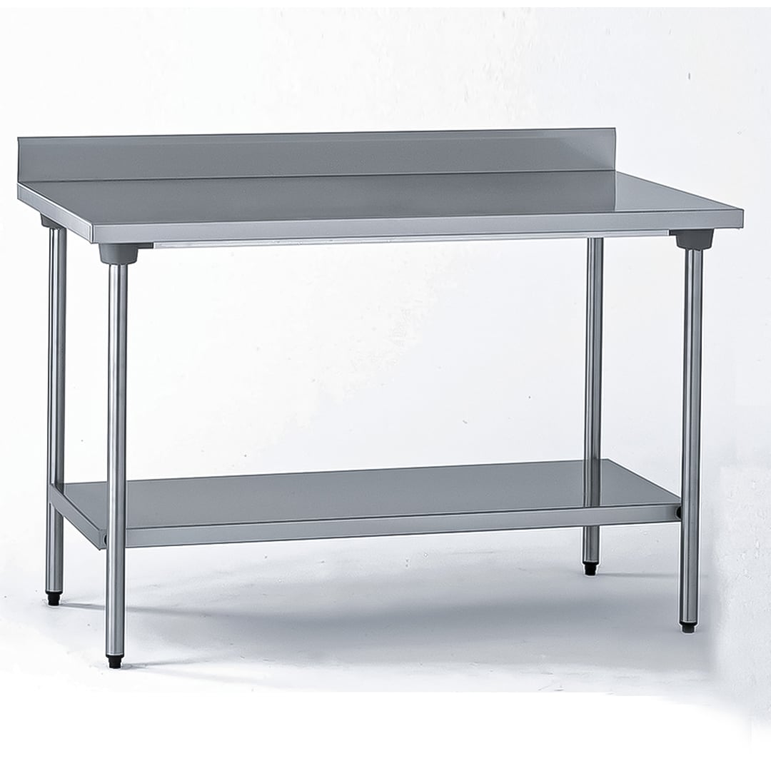 Table inox adossée avec étagère L 1500 x P 500 x H 850 mm fabrication sur mesure
