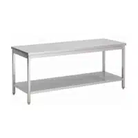 Table centrale avec tablette inférieure inox L 1800 x P 1000 x H 970 mm fabrication sur mesure
