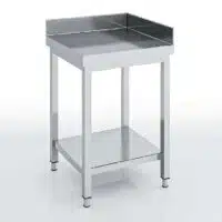 Table d'angle, adossée, Inox AISI-304 18/10 satiné, série 600