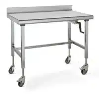 Plan de travail sur roues à dosseret acier inoxydable hauteur réglable