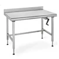 Plan de travail sur piétement à dosseret acier inoxydable hauteur réglable