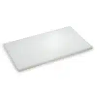 Plaque de découpe blanc polyéthylène alimentaire sans rigole ni patin antidérapant L 400 mm