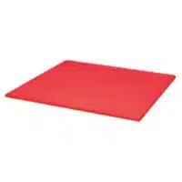 Plaque de découpe rouge polyéthylène alimentaire sans rigole ni patin antidérapant L 400 mm