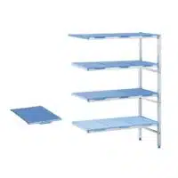 Rayonnage angle clayettes pleines polypropylène à niveaux