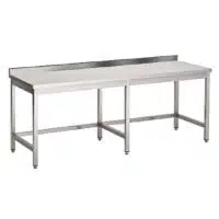 Table de travail, inox AISI 304 sans sous-tablette, adossée, L 2700 x P 700 x H 850 mm