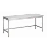 Table centrale sans tablette inferieure inox AISI 430, L 1400 x P 700 x H 650 mm, sur mesure