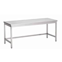 Table centrale sans tablette inferieure inox AISI 430 L 1600 x P 700 x H 650 mm, sur mesure