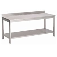 Table de travail Inox AISI 430 avec sous-tablette adossée L 2000 x P 400 x H 850 mm fabrication sur mesure