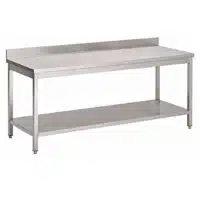 Table de travail Inox AISI 430 avec sous-tablette adossée L 2000 x P 400 x H 850 mm fabrication sur mesure