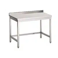 Table adossée sans tablette inférieure Inox AISI 430 L 1400 x P 700 x H 900 mm sur mesure
