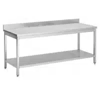 Table de travail Inox AISI 430 avec sous-tablette, adossée L 950 x P 600 x H 850 mm fabrication sur mesure
