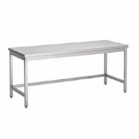 Table centrale sans tablette inferieure Inox AISI 430 L 1090 x P 770 x H 900 mm sur mesure