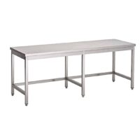 Table centrale sans tablette inferieure inox AISI 430 L 2200 x P 700 mm
