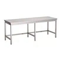 Table centrale sans tablette inferieure inox AISI 430 L 2200 x P 700 mm