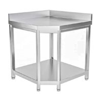 Table d'angle, adossée, inox AISI 201, profondeur 700 mm