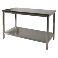 Table Inox AISI 441 soudée adossée avec étagère L 800 x P 800 x H 900 mm