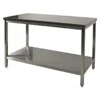 Table Inox AISI 441 soudée adossée avec étagère L 800 x P 800 x H 900 mm