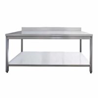 Table de travail adossée démontable + étagère pieds carré bords droits P 600 mm