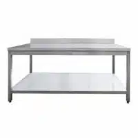 Table de travail adossée démontable + étagère pieds carré bords droits P 600 mm