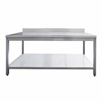 Table de travail démontable adossée + étagère pieds carrées bords droits P 700 mm