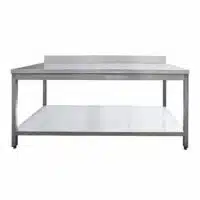 Table de travail démontable adossée + étagère pieds carrées bords droits P 700 mm