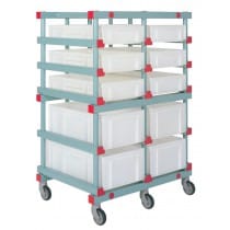 Chariot à glissières 2 colonnes, 5 niveaux, pour bacs L 600 x P 400 x H 220 mm