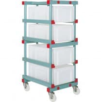 Chariot à glissières 4 niveaux, pour bacs L 600 x P 400 x H 220 mm