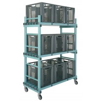 Chariot équipement porte bacs, 3 niveaux, capacité 9 bacs