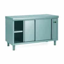 Meuble à dosseret à portes coulissantes sur 1 face avec intérieur chauffant profondeur 700 mm 2050 W